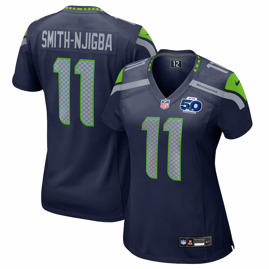 Women's Seattle Seahawks Jaxon Smith-Njigba Nike College Navy Team 50th Season Game Jersey - Jersey