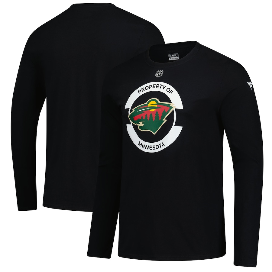 Men's Minnesota Wild Fanatics Black Authentic Pro Practice Long Sleeve T-Shirt - Jersey