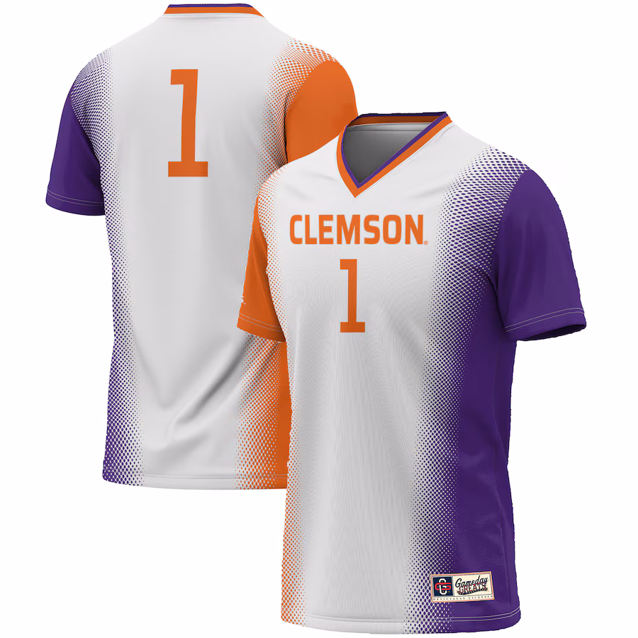 #1 Clemson Tigers GameDay Greats Youth  Lightweight Women's Soccer Jersey - White - Jersey