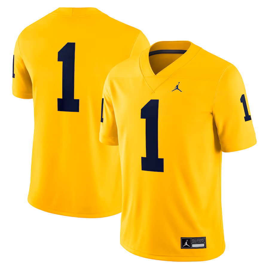 Men's Jordan Brand #1 Maize Michigan Wolverines Alternate Game Jersey - Jersey