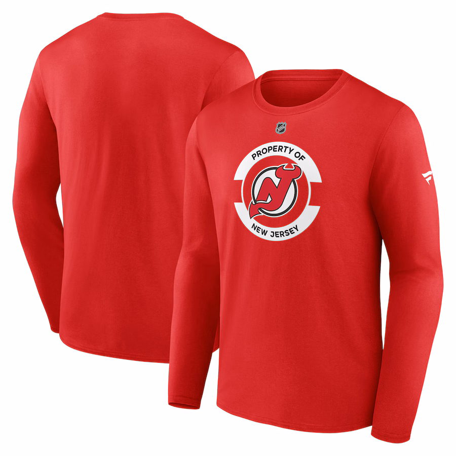 Men's New Jersey Devils Fanatics Red Authentic Pro Core Secondary Long Sleeve T-Shirt - Jersey