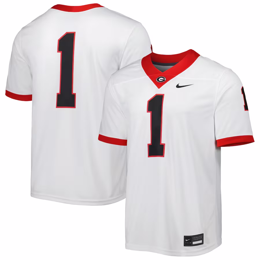 Georgia Bulldogs Nike #1 Away Game Jersey - White - Jersey