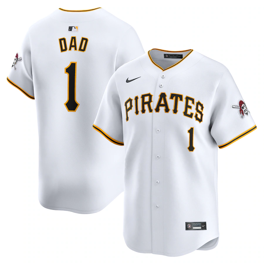 Men's Pittsburgh Pirates Nike White #1 Dad Home Limited Jersey - Jersey