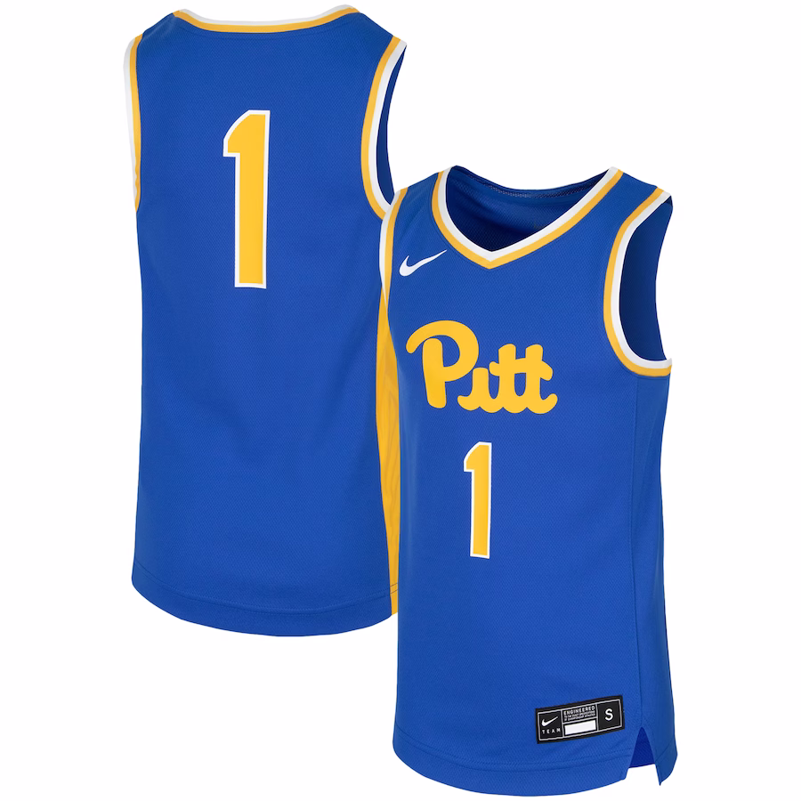 #1 Pitt Panthers Nike Youth Replica Team Basketball Jersey - Royal - Jersey