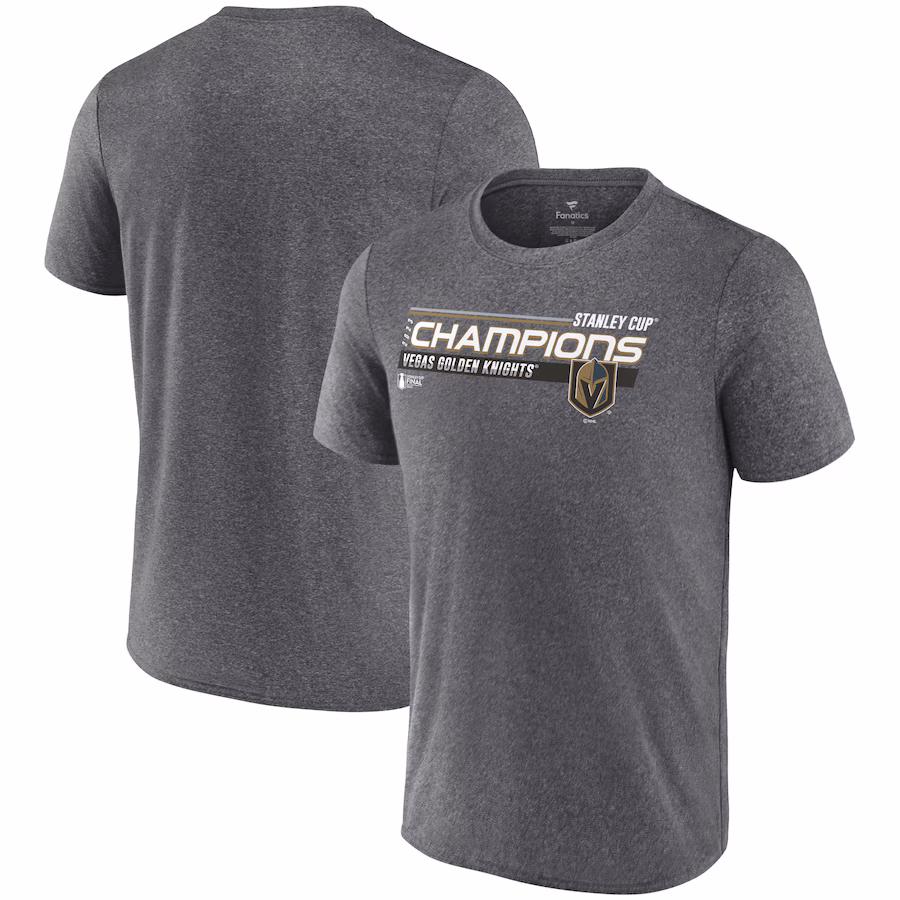 Men's Vegas Golden Knights Fanatics Heather Charcoal 2023 Stanley Cup Champions Shift Performance T-Shirt - Jersey