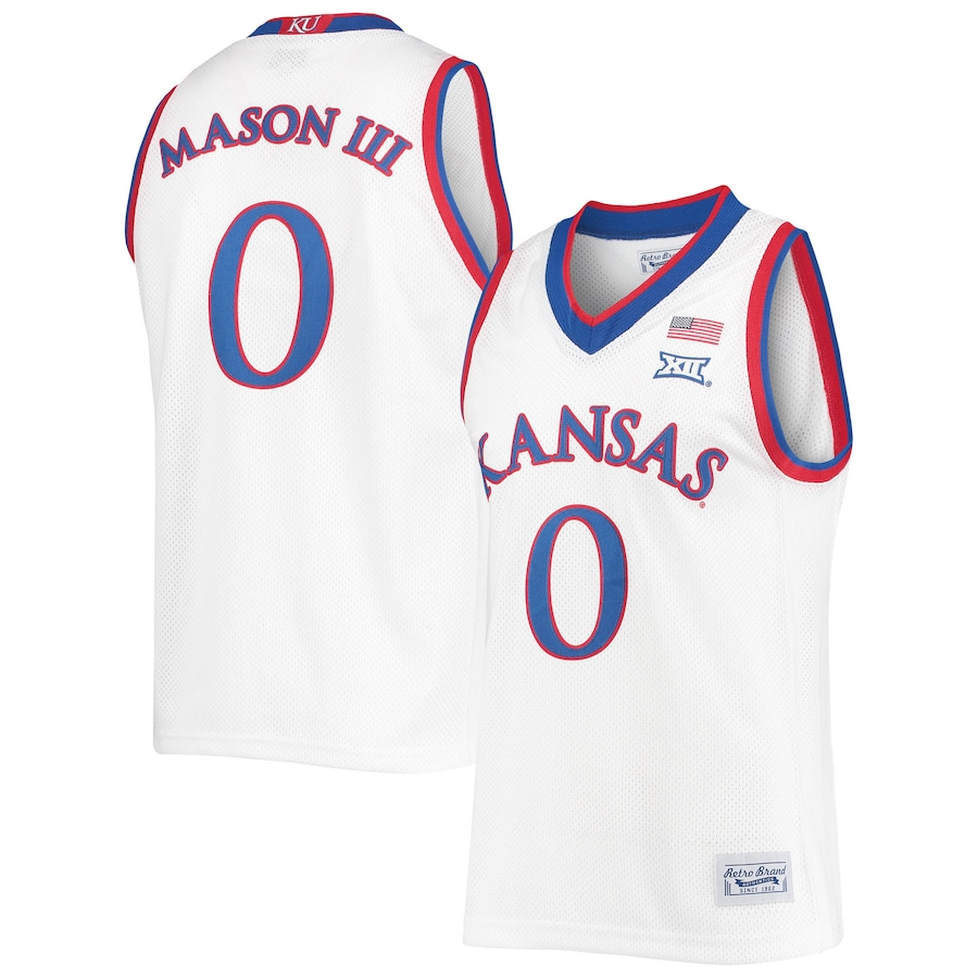 Men's Original Retro Brand Frank Mason III White Kansas Jayhawks Commemorative Classic Basketball Jersey - Jersey
