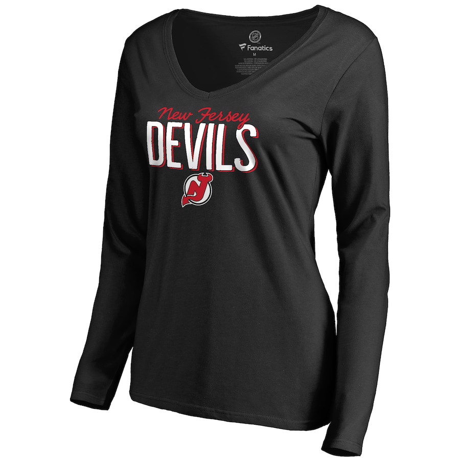 Women's New Jersey Devils Black Nostalgia Long Sleeve T-Shirt - Jersey