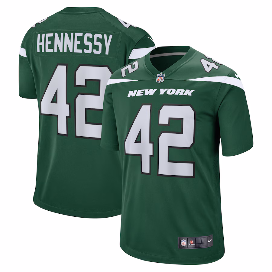 Men's New York Jets Thomas Hennessy Nike Gotham Green Game Jersey - Jersey