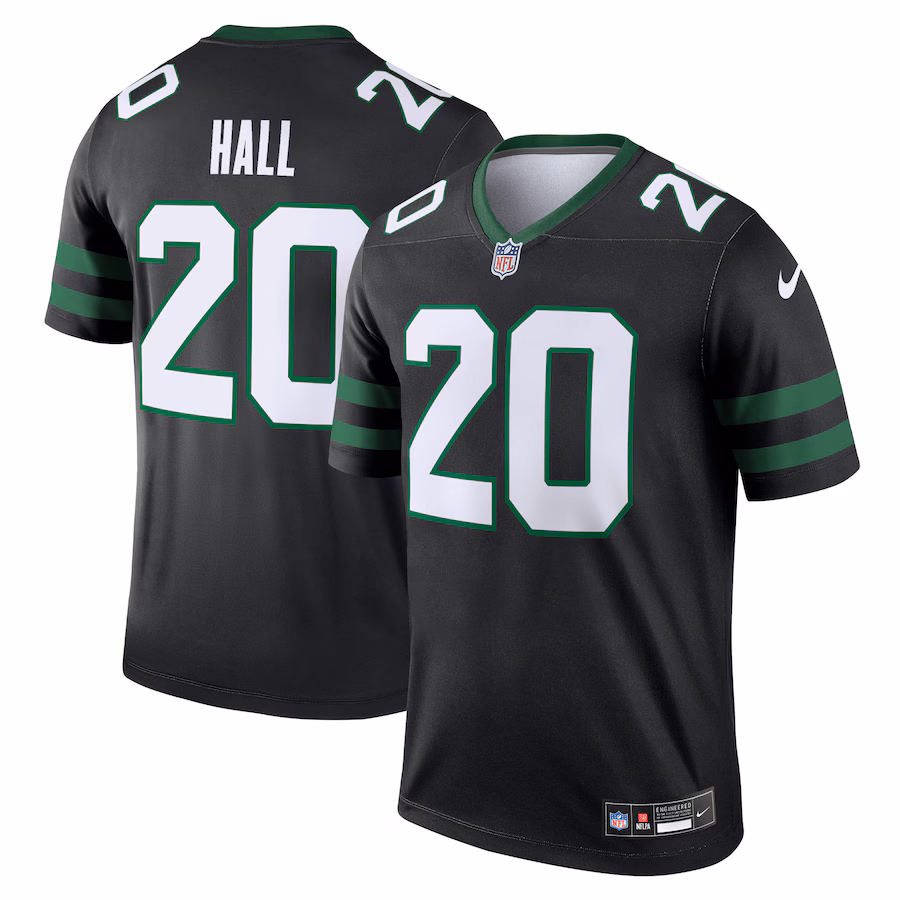 Men's New York Jets Breece Hall Nike Black Legend Player Performance Top - Jersey
