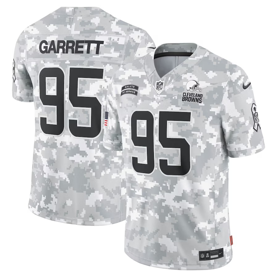 Men's Cleveland Browns Myles Garrett Nike Arctic Camo 2024 Salute to Service Limited Jersey - Jersey