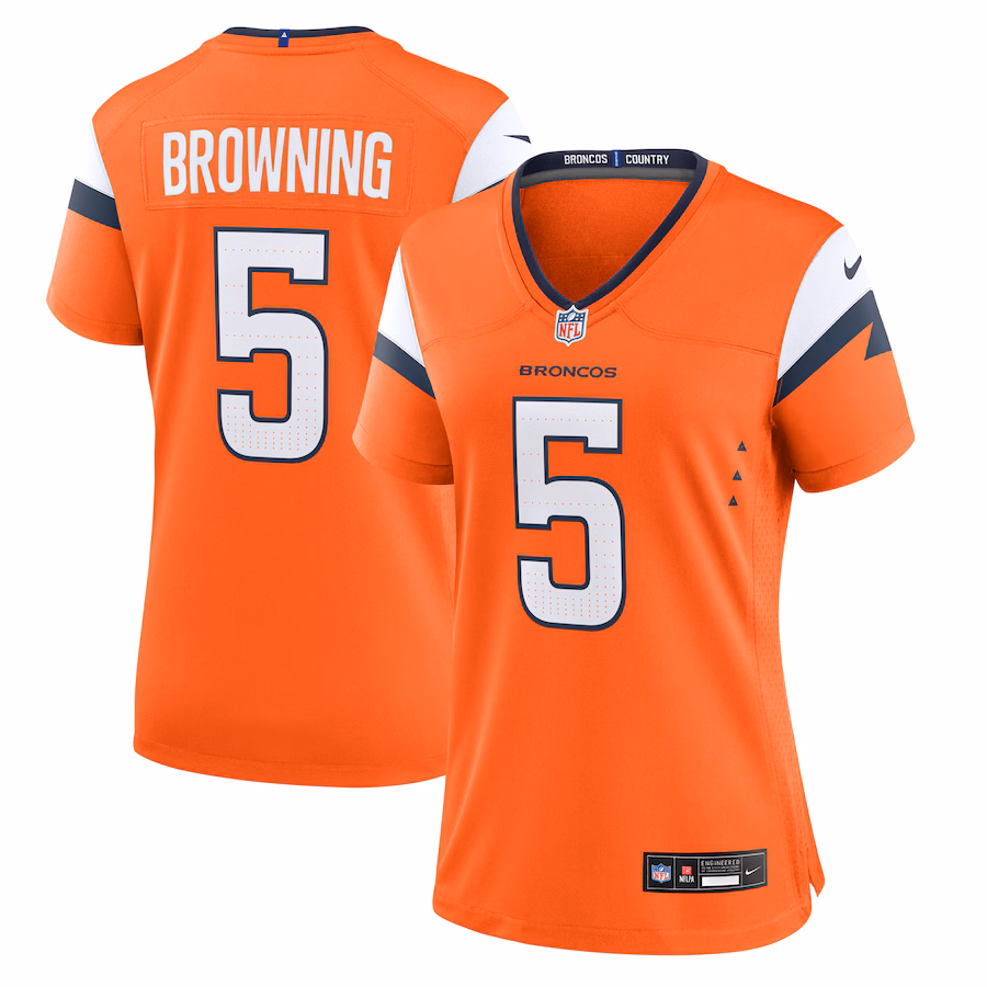 Women's Denver Broncos Baron Browning Nike Orange Team Game Jersey - Jersey