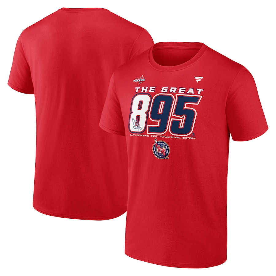 Men's Washington Capitals Alexander Ovechkin Red NHL All-Time Leading Goal Scorer 895 T-Shirt - Jersey