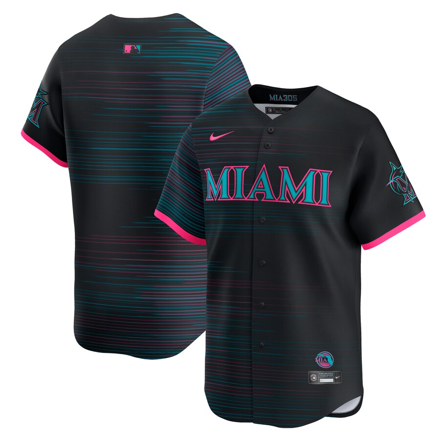 Men's Miami Marlins Nike Black 2025 City Connect Limited Jersey - Jersey