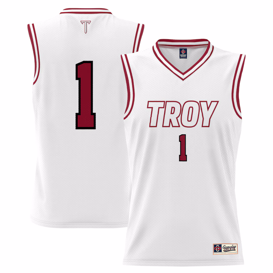 Youth GameDay Greats #1 White Troy University Trojans Lightweight Basketball Jersey - Jersey