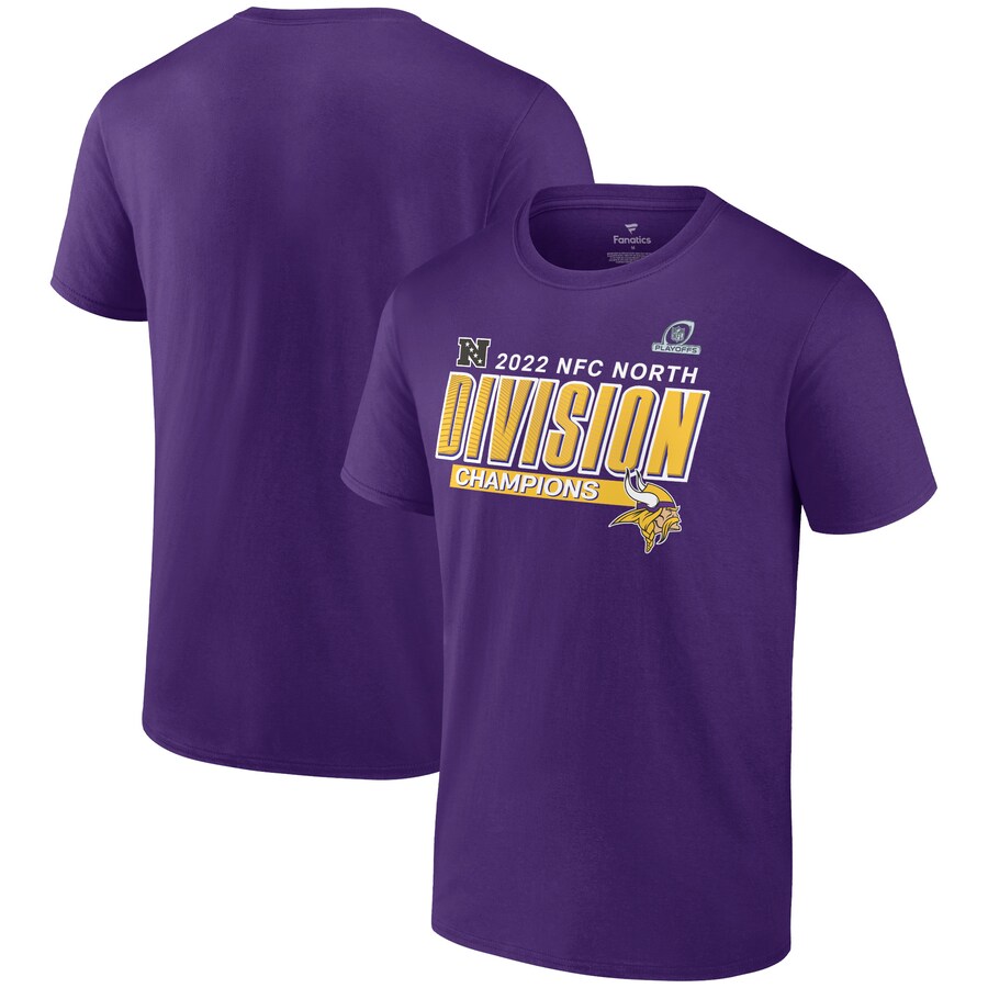 Men's Minnesota Vikings Fanatics Purple 2022 NFC North Division Champions Divide & Conquer T-Shirt - Jersey