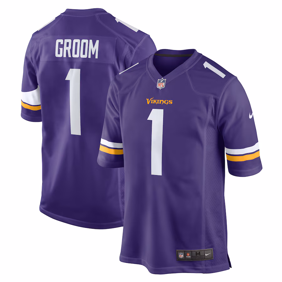 Men's Minnesota Vikings Number 1 Groom Nike Purple Game Jersey - Jersey