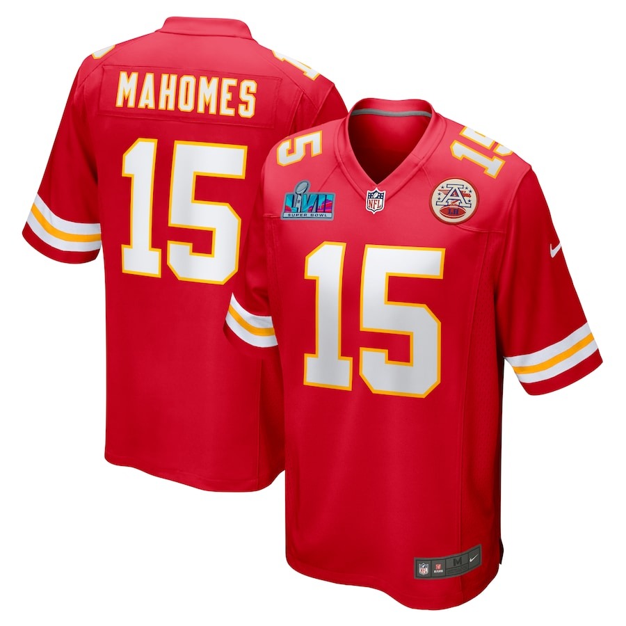 Men's Kansas City Chiefs Patrick Mahomes Nike Red Super Bowl LVII (2022 Season) Patch Game Jersey - Jersey