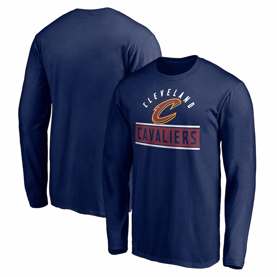 Men's Cleveland Cavaliers Navy Team Arch Knockout Long Sleeve T-Shirt - Jersey