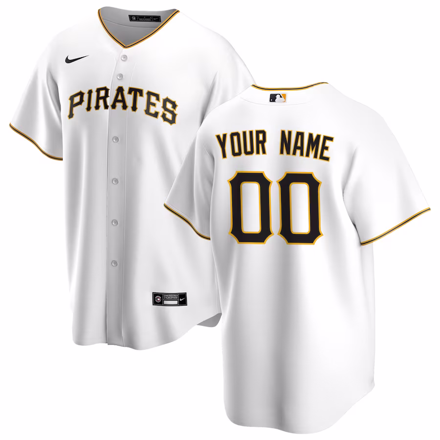 Men's Pittsburgh Pirates Nike White Home Replica Custom Jersey - Jersey