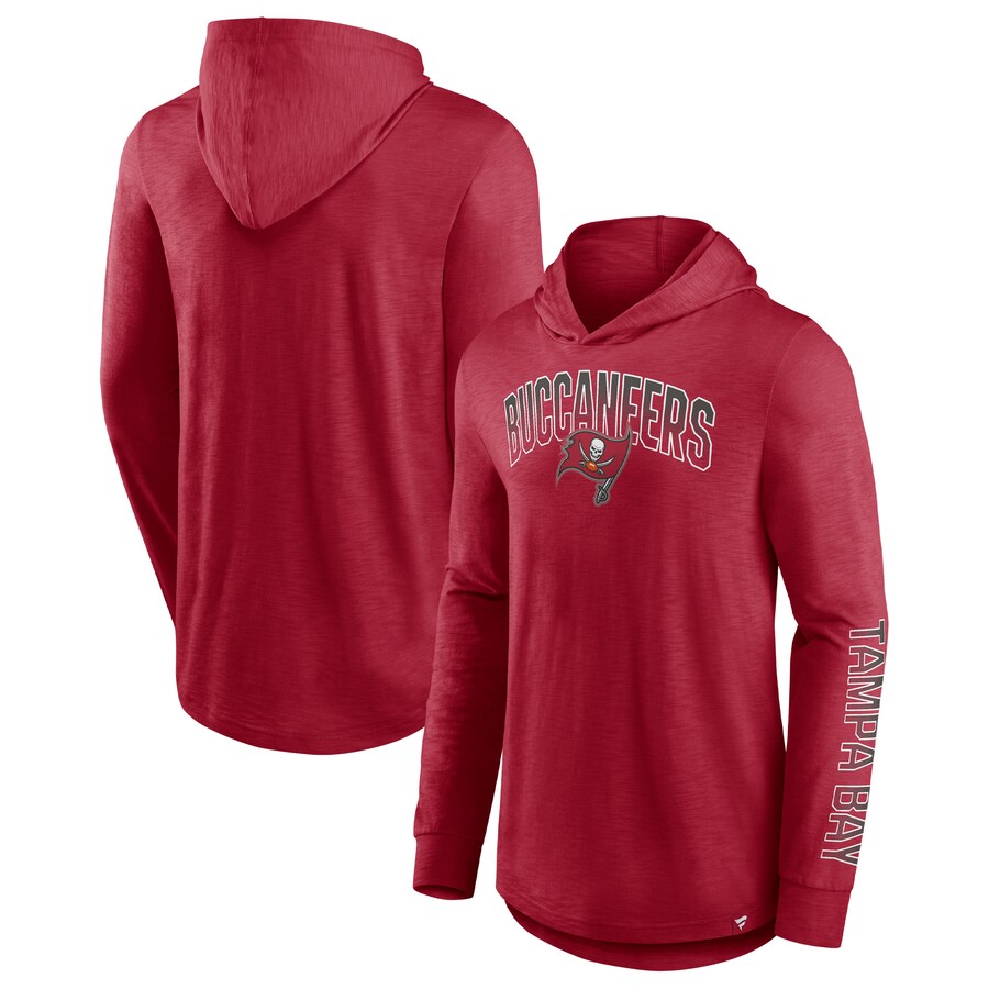 Men's Tampa Bay Buccaneers Fanatics Red Front Runner Long Sleeve Hooded T-Shirt - Jersey