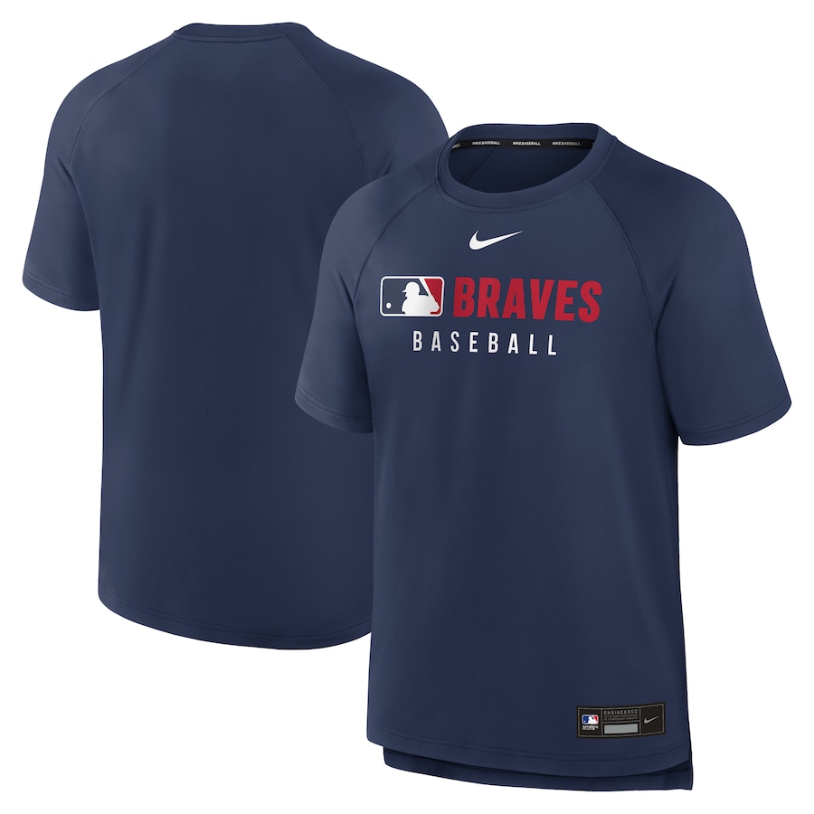 Men's Atlanta Braves Nike Navy Authentic Collection Pregame Raglan Performance T-Shirt - Jersey