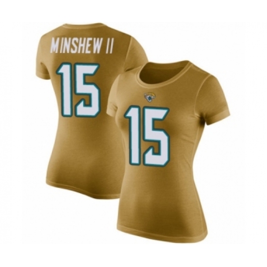 Football Women's Jacksonville Jaguars #15 Gardner Minshew II Gold Rush Pride Name & Number T-Shirt - Jersey
