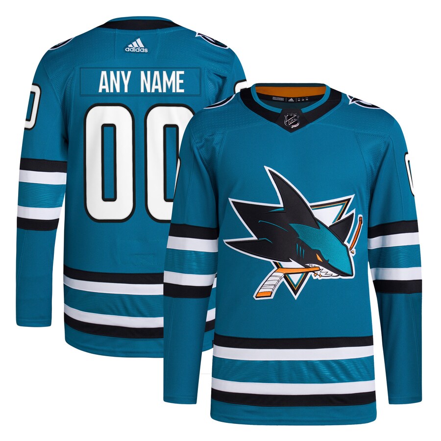 Men's San Jose Sharks adidas Teal Home Primegreen Authentic Pro Custom Jersey - Jersey