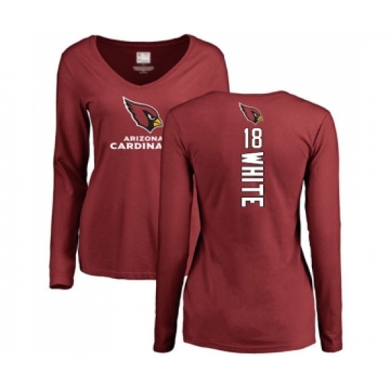 Football Women's Arizona Cardinals #18 Kevin White Maroon Backer Long Sleeve T-Shirt - Jersey
