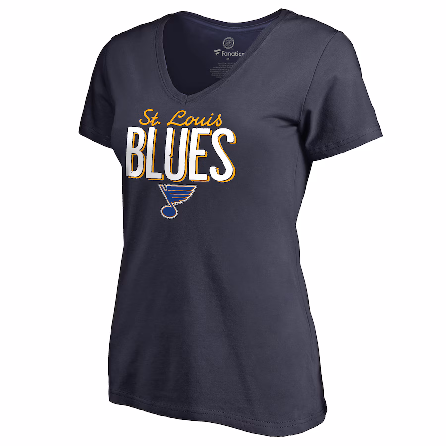 Women's St. Louis Blues Navy Nostalgia V-Neck T-Shirt - Jersey