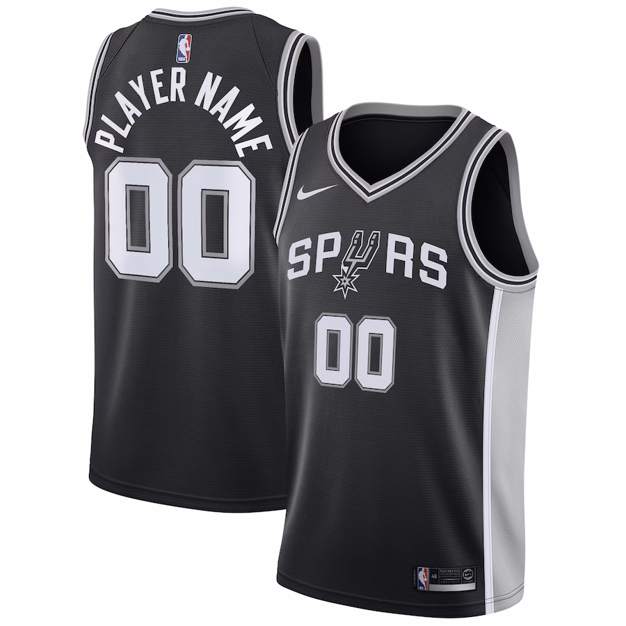 Men's San Antonio Spurs Nike Black Swingman Custom Jersey - Icon Edition - Jersey
