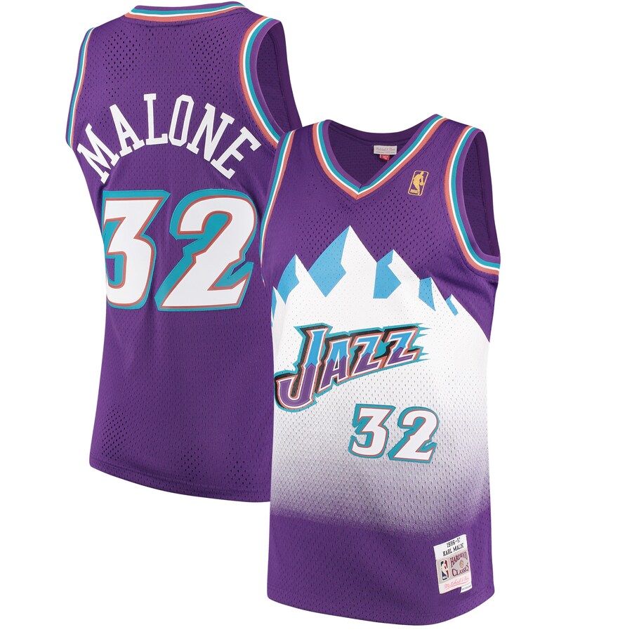 Men's Utah Jazz Karl Malone Mitchell & Ness Purple 1996/97 Hardwood Classics Swingman Jersey - Jersey