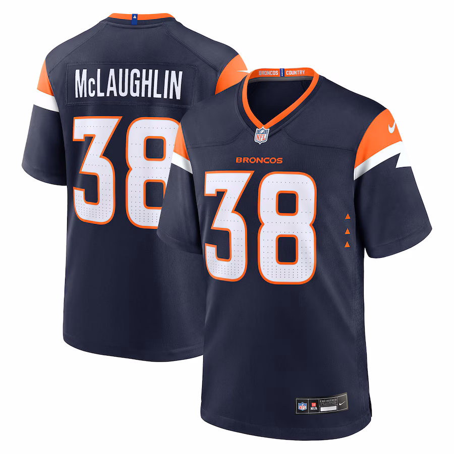 Men's Denver Broncos Jaleel McLaughlin Nike Navy Alternate Game Jersey - Jersey