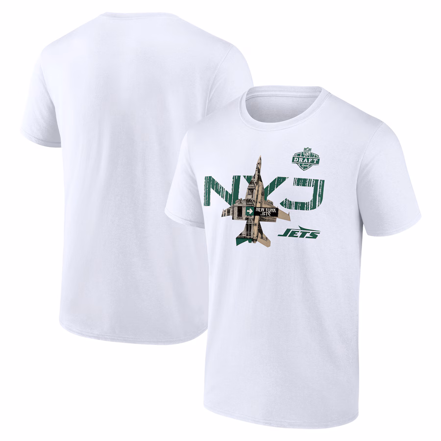 Men's New York Jets White 2025 NFL Draft T-Shirt - Jersey