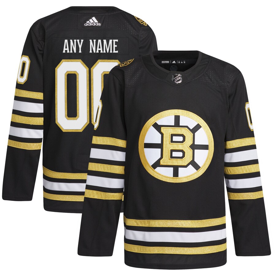 Men's Boston Bruins  adidas Black 100th Anniversary Primegreen Authentic Custom Jersey - Jersey