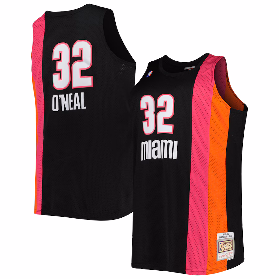 Men's Miami Heat Shaquille O'Neal Mitchell & Ness Black Big & Tall Hardwood Classics 2005/06 Swingman Jersey - Jersey
