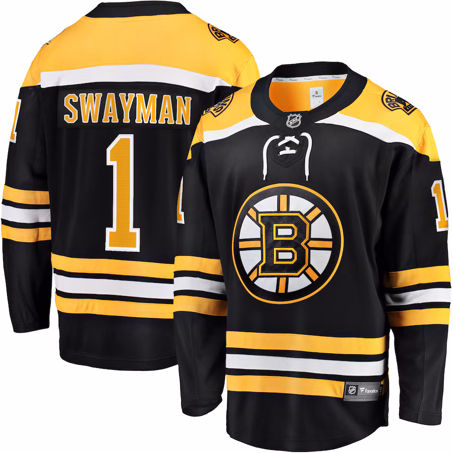 Men's Boston Bruins Jeremy Swayman Fanatics Black Home Breakaway Replica Jersey - Jersey