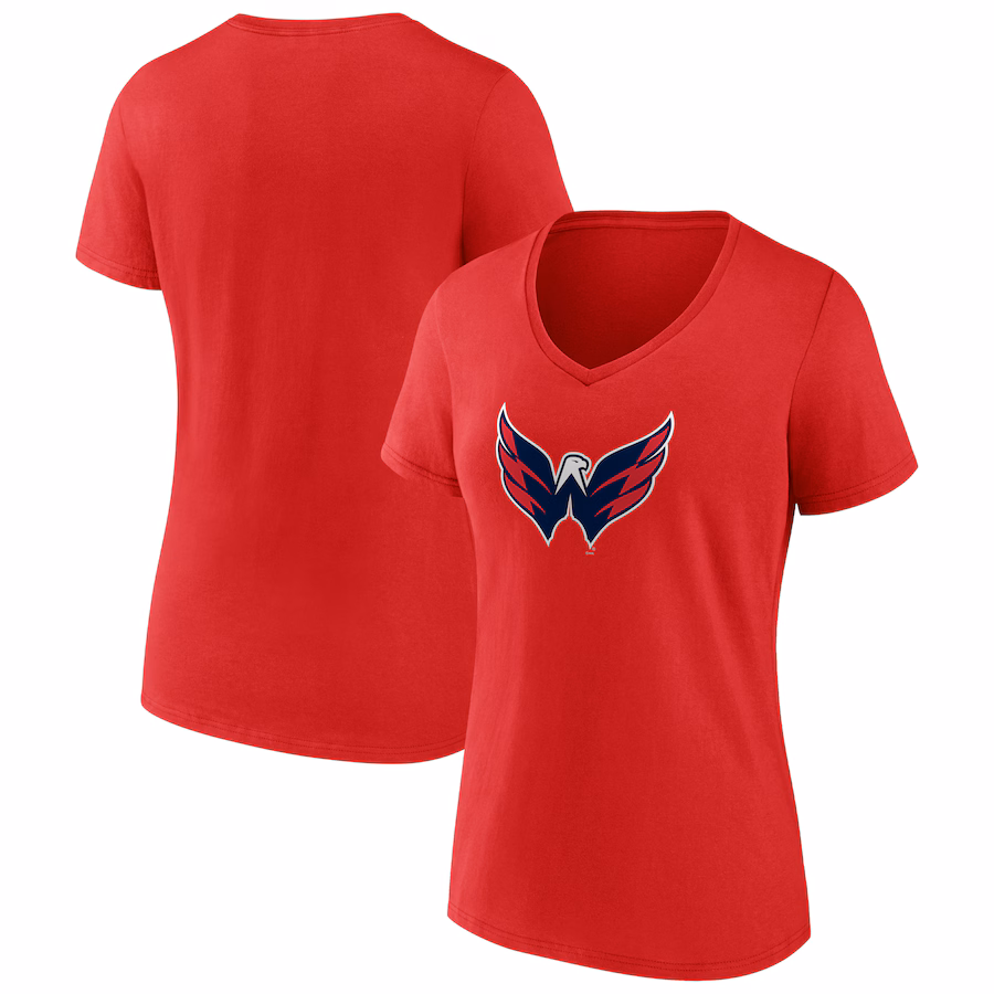 Women's Washington Capitals Fanatics Red Primary Logo Team V-Neck T-Shirt - Jersey