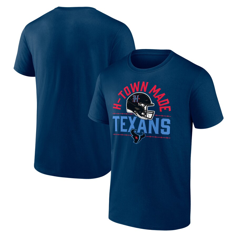 Men's Houston Texans Fanatics Navy H-Town Helmet T-Shirt - Jersey