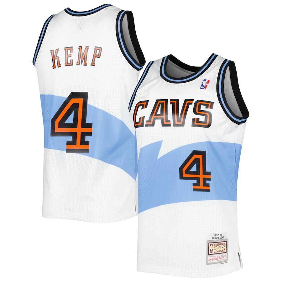 Men's Cleveland Cavaliers Shawn Kemp Mitchell & Ness White Hardwood Classics Swingman Jersey - Jersey