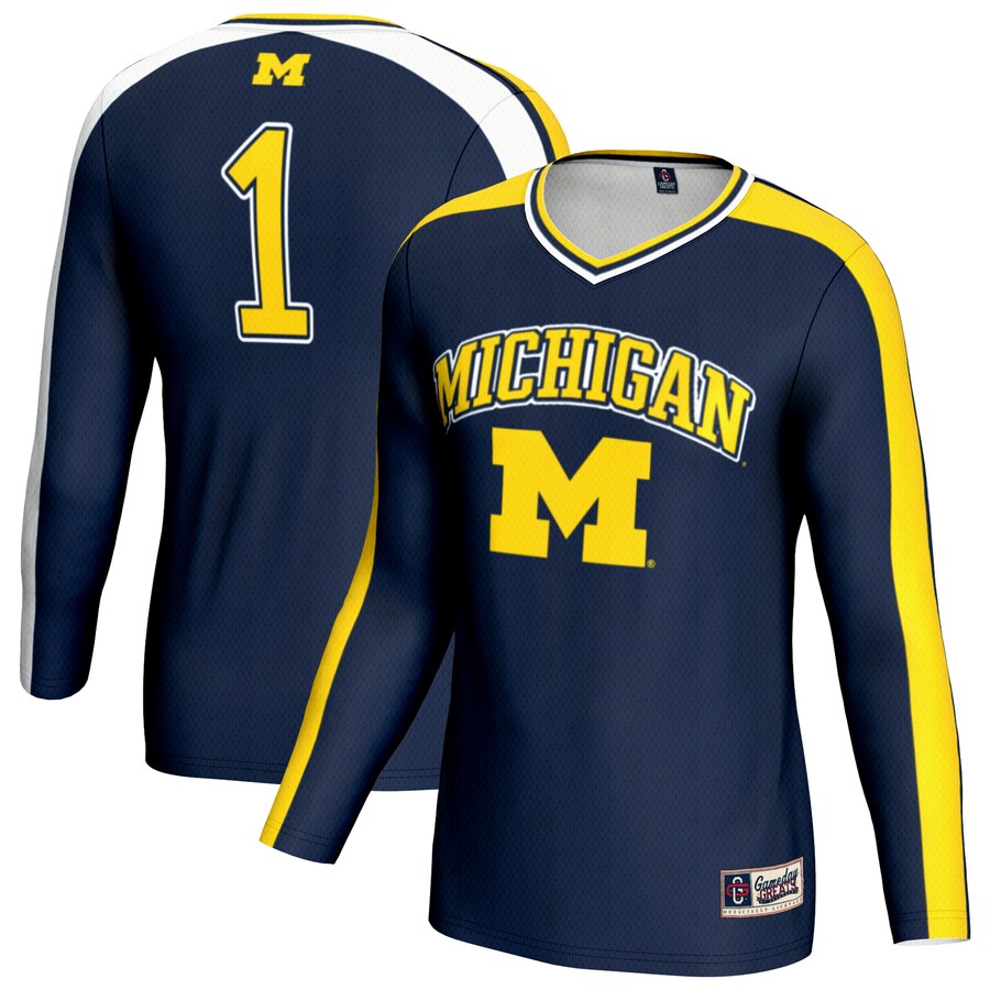 Unisex GameDay Greats Navy Michigan Wolverines #1 Lightweight Volleyball Fashion Jersey - Jersey