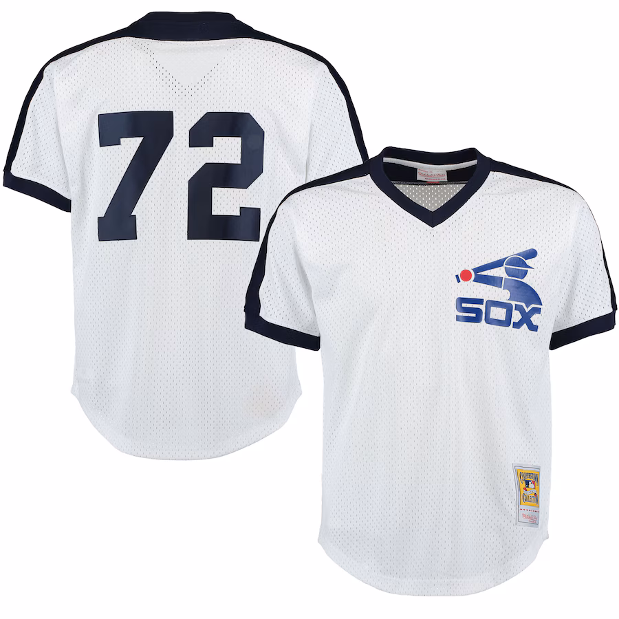 Men's Chicago White Sox Carlton Fisk Mitchell & Ness White Cooperstown Mesh Batting Practice Jersey - Jersey