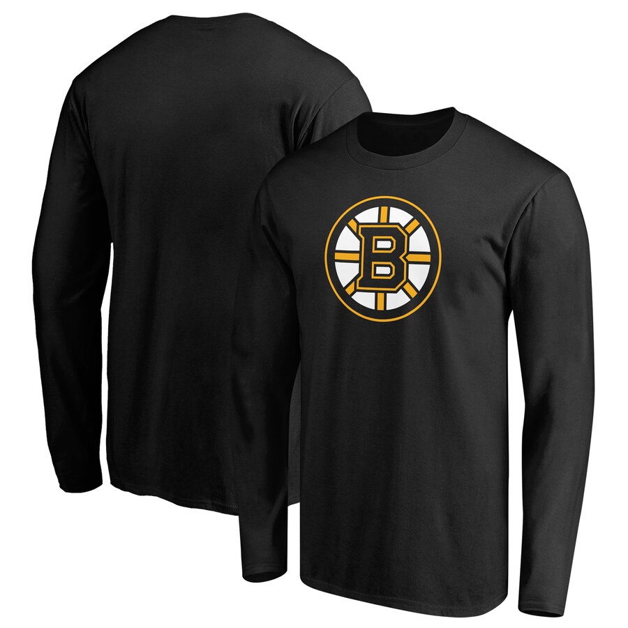 Men's Boston Bruins Black Primary Logo Long Sleeve T-Shirt - Jersey