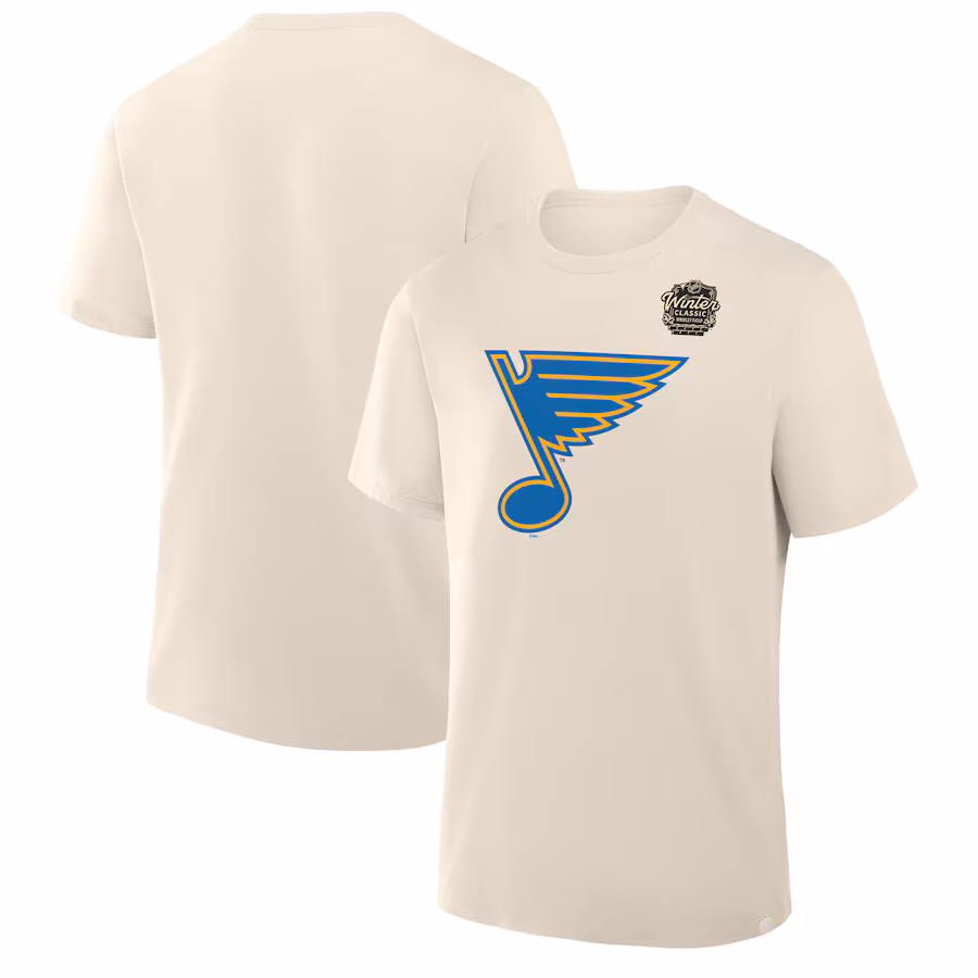 Men's St. Louis Blues Fanatics Cream 2025 Winter Classic Primary Logo T-Shirt - Jersey