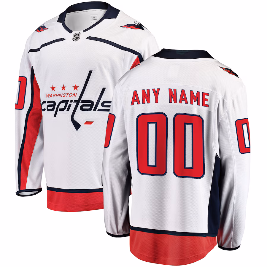 Men's Washington Capitals Fanatics White Away Breakaway Custom Jersey - Jersey