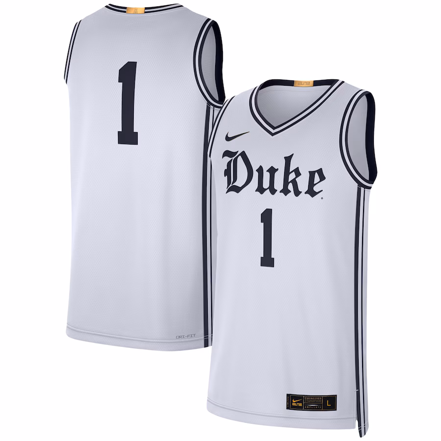 Men's Nike #1 White Duke Blue Devils Limited Authentic Jersey - Jersey