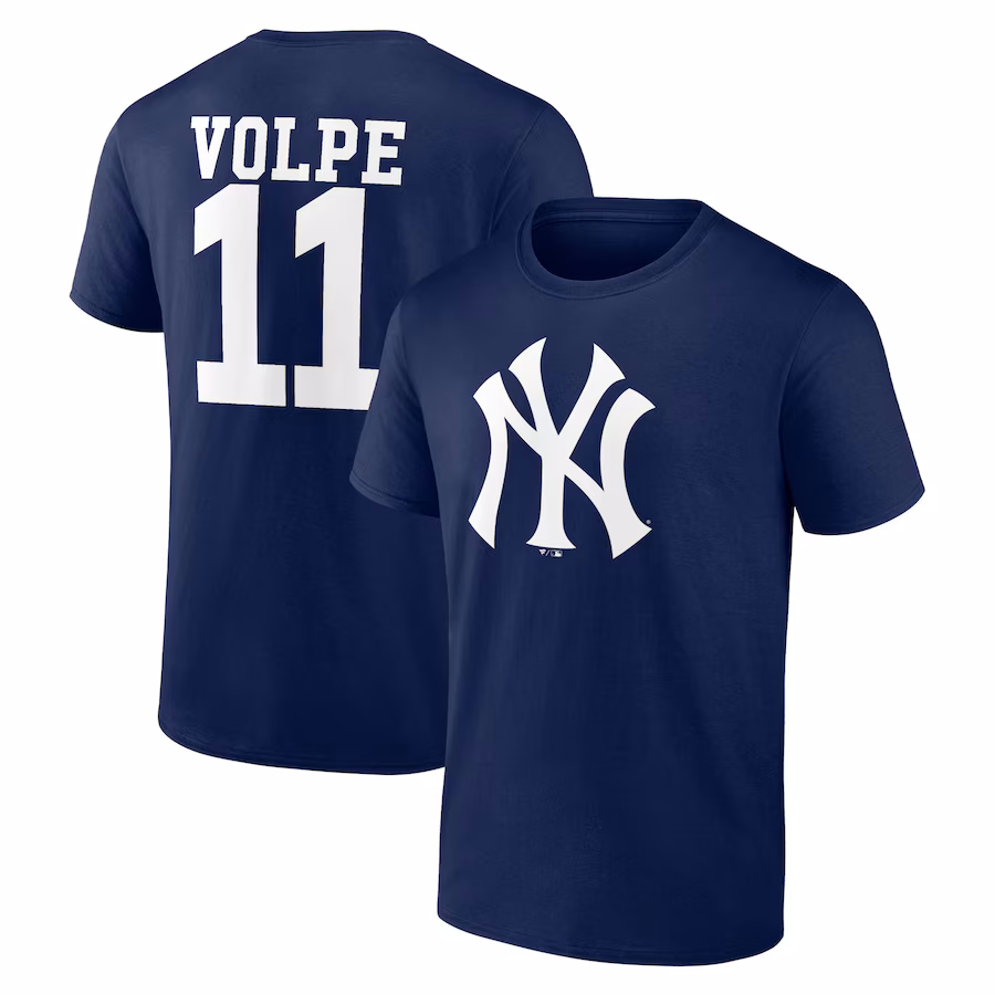 Men's New York Yankees Anthony Volpe Navy Player Icon Name & Number T-Shirt - Jersey
