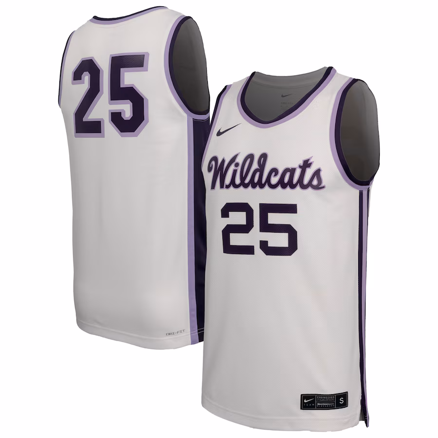 Men's Nike  White Kansas State Wildcats #25 Retro Replica Basketball Jersey - Jersey