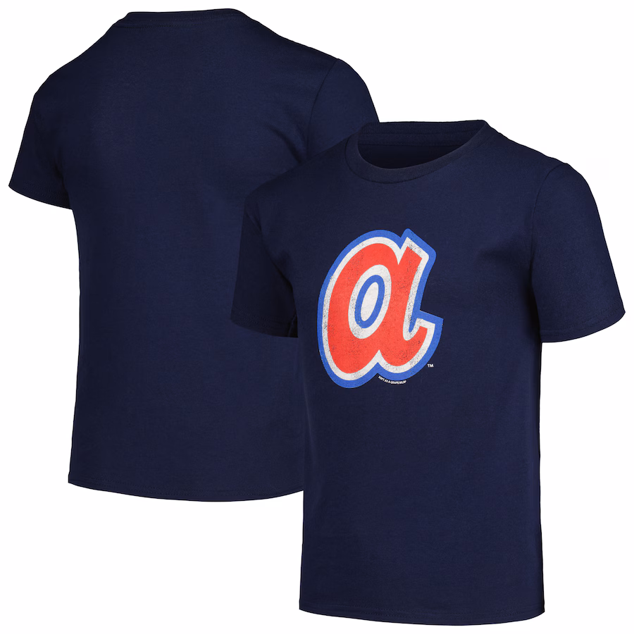 Youth Atlanta Braves Soft as a Grape Navy Cooperstown Collection T-Shirt - Jersey