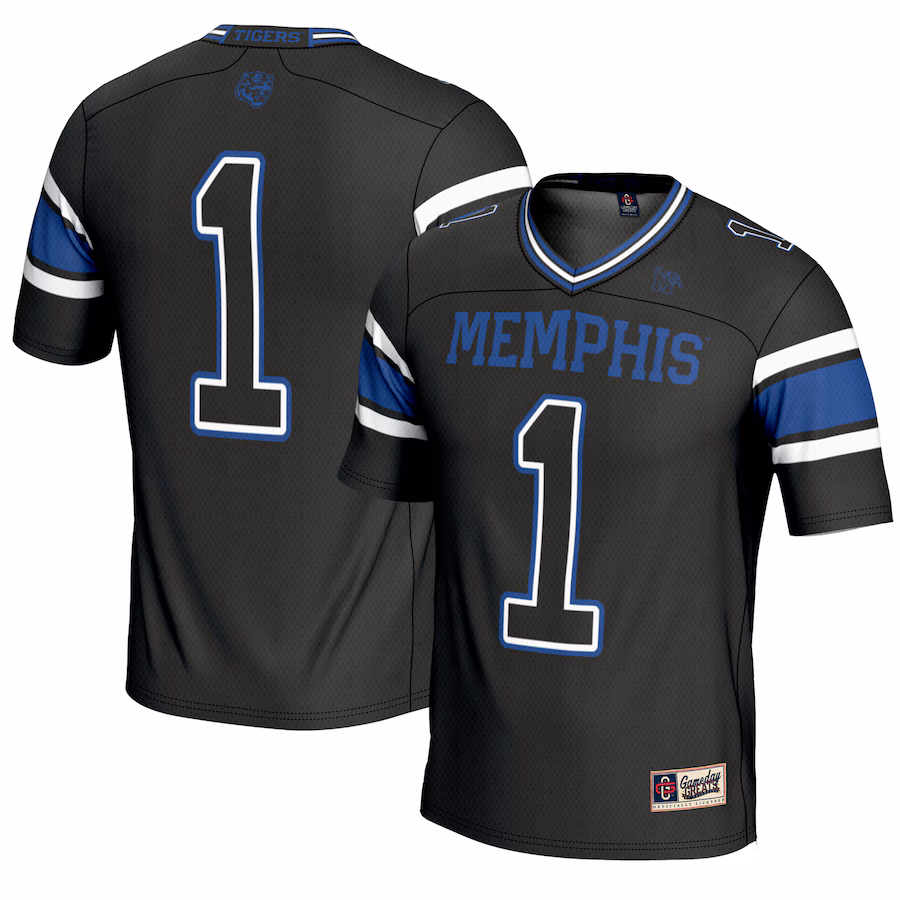 Men's GameDay Greats #1 Black Memphis Tigers Endzone Football Jersey - Jersey
