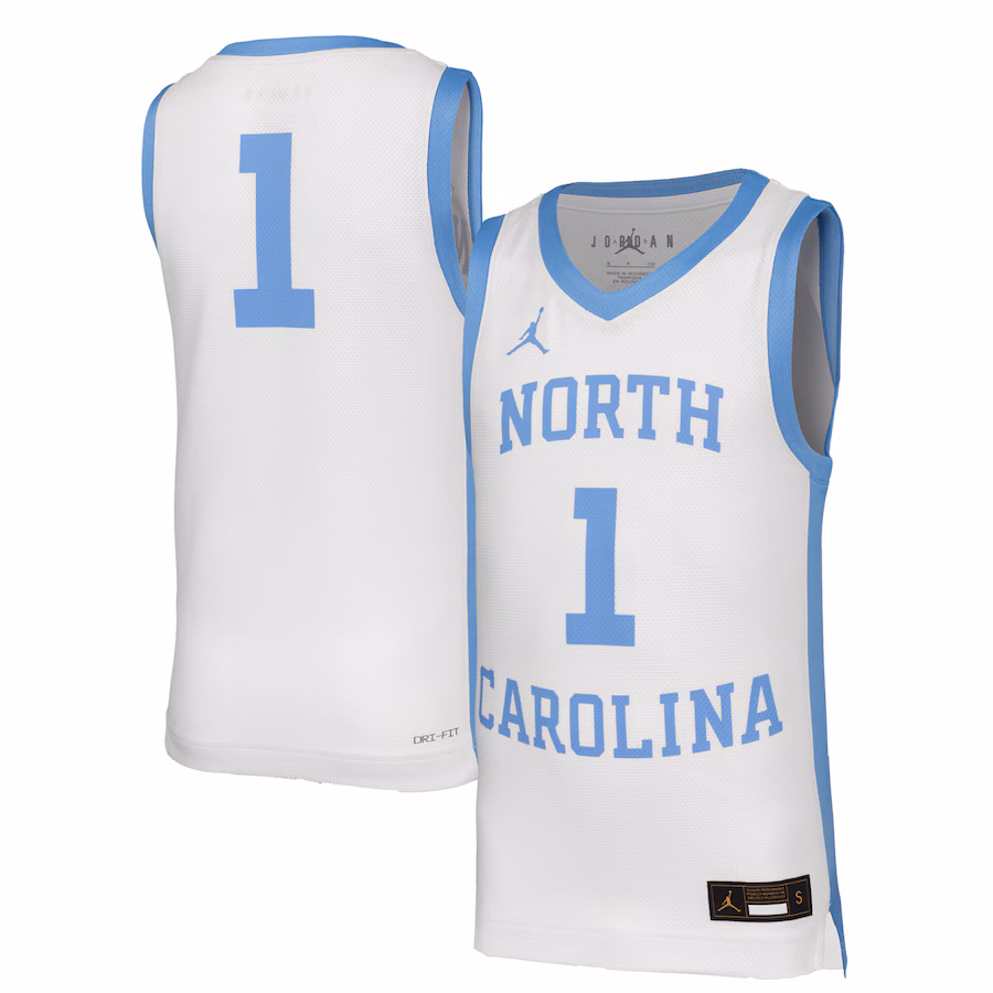 Youth Nike #1 White North Carolina Tar Heels Retro Replica Basketball Jersey - Jersey
